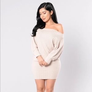 Fashion nova dress. Size small. Tease you nude taupe dress. New with tags